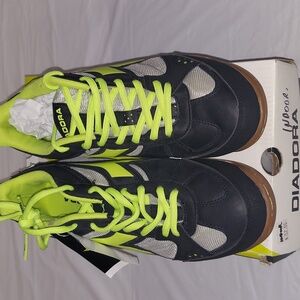 Diadora Quinto ID Indoor Men Soccer Shoes Size 9 US Black/ Yellow New With Box